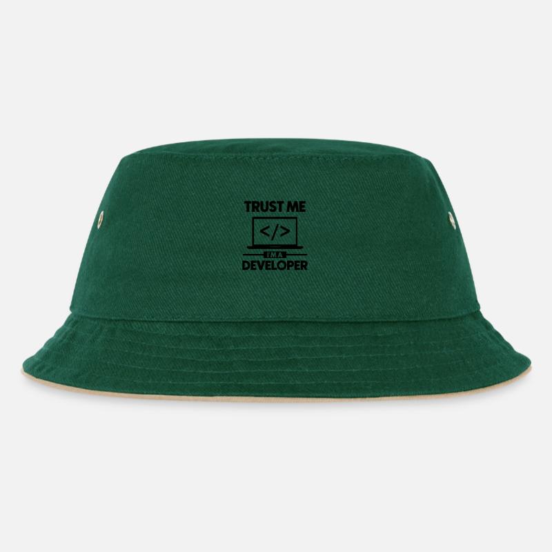 Believe me, I'm a developer - Kids’ Bucket Hat - dark green/beige