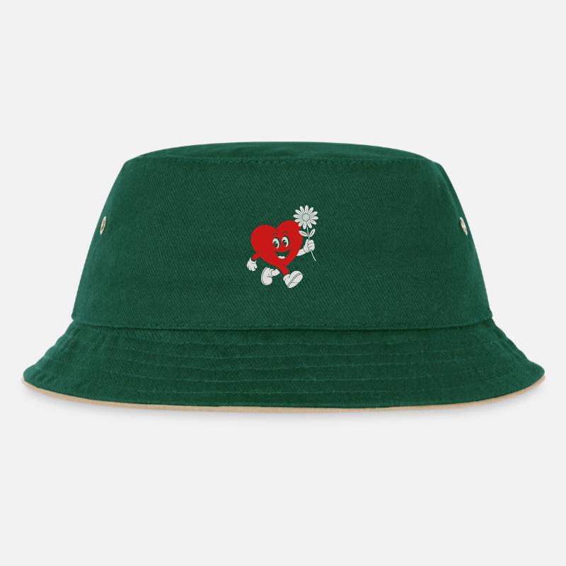 Herzheld mit Daisy - Kinder Bucket Hat - Dunkelgrün/Beige