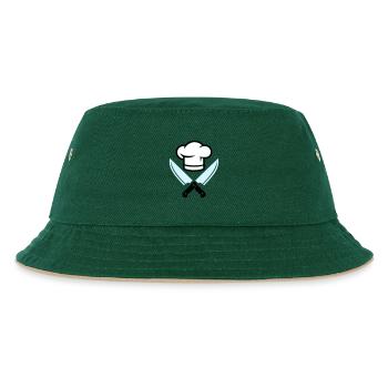Kochmütze Messer Logo - Kinder Bucket Hat - Dunkelgrün/Beige - Vorne