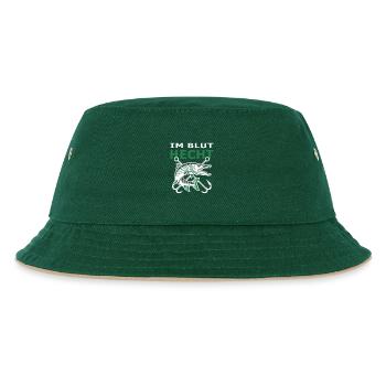 Hecht im Blut – Hechtangler Raubfisch Motiv - Kinder Bucket Hat - Dunkelgrün/Beige - Vorne