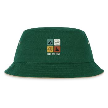 Hiking Vintage Panels - Kids’ Bucket Hat - dark green/beige - Front