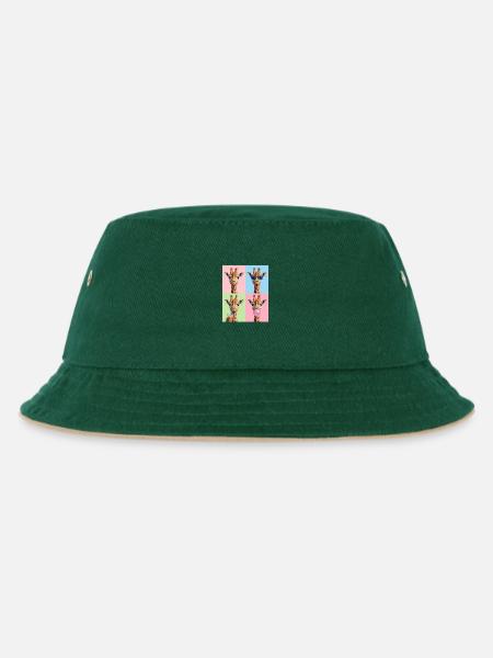 Giraffen Giraffe - Kinder Bucket Hat - Dunkelgrün/Beige