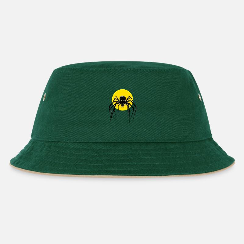 Spider - Kinder Bucket Hat - Dunkelgrün/Beige