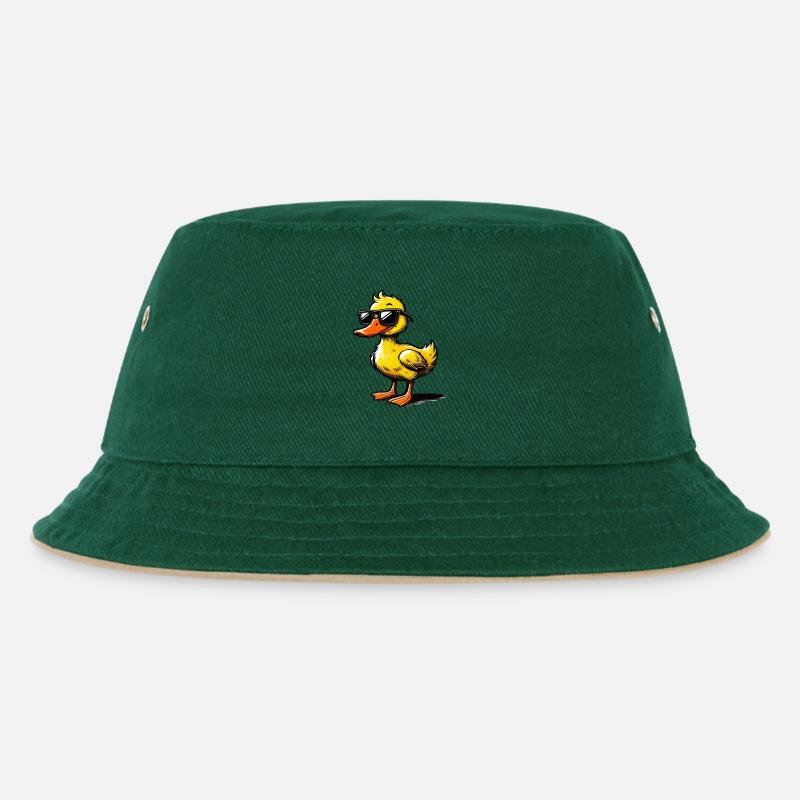 ente comic - Kinder Bucket Hat - Dunkelgrün/Beige