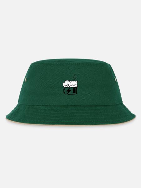 Sleepy Kitty (Color Changeable - 3 colors) - Kids’ Bucket Hat - dark green/beige