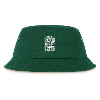 Kaffee-Secondhand-Laden-Vibe - Kinder Bucket Hat - Dunkelgrün/Beige - Vorne