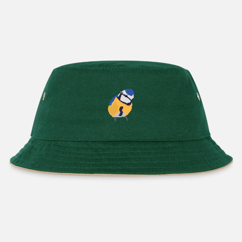 Blaumeise blue tit - Kinder Bucket Hat - Dunkelgrün/Beige