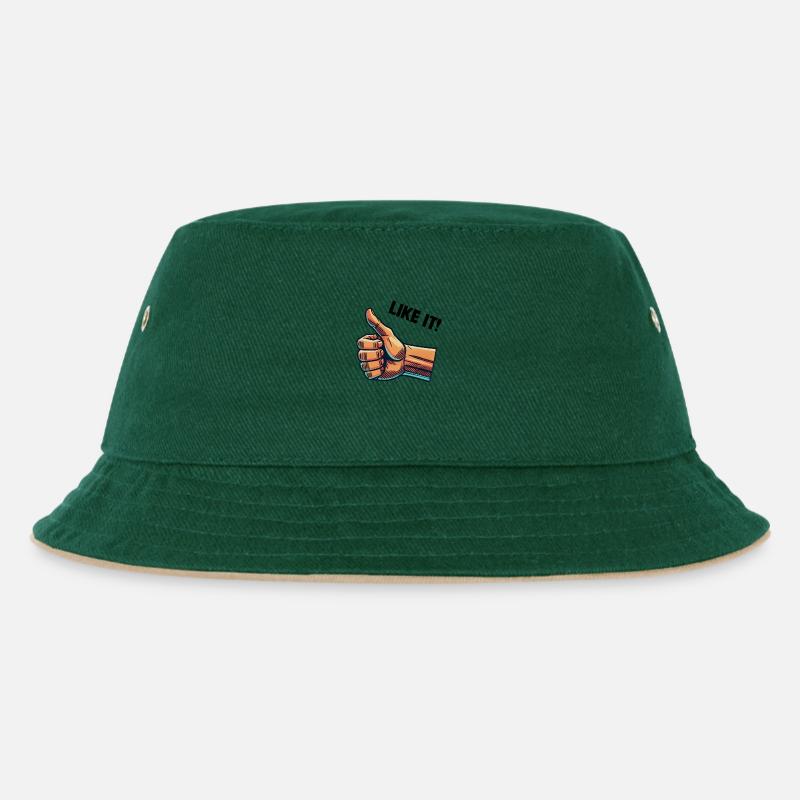 like hand - Kinder Bucket Hat - Dunkelgrün/Beige