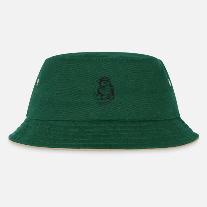 Spatz - Kinder Bucket Hat - Dunkelgrün/Beige