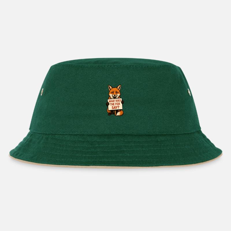 Fuchs | What does the fox say? - Kinder Bucket Hat - Dunkelgrün/Beige