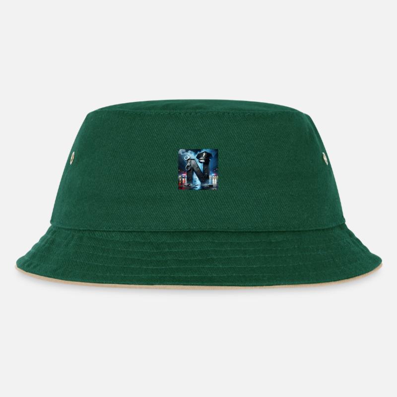 Polizei - Kinder Bucket Hat - Dunkelgrün/Beige