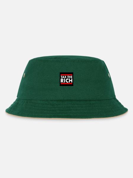 Eat the rich - Kinder Bucket Hat - Dunkelgrün/Beige