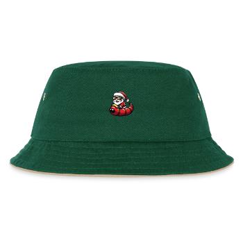 Wurm Weihnachtsmann Cartoon - Kinder Bucket Hat - Dunkelgrün/Beige - Vorne