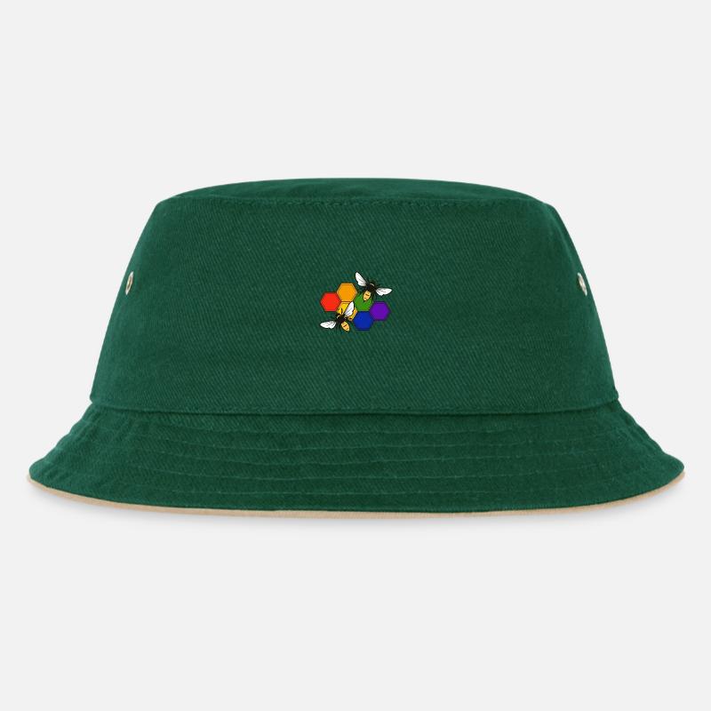 PrideBee - Kinder Bucket Hat - Dunkelgrün/Beige