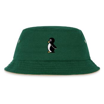 Minimalistischer Pinguin - Kinder Bucket Hat - Dunkelgrün/Beige - Vorne