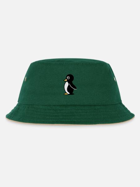 Minimalistischer Pinguin - Kinder Bucket Hat - Dunkelgrün/Beige