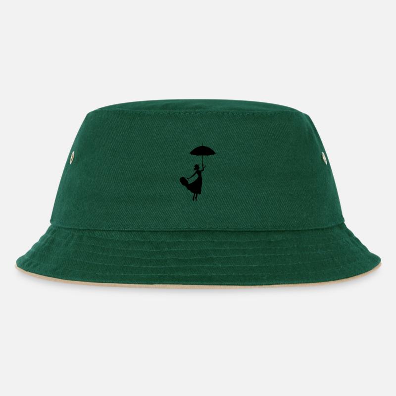 frau regenschirm - Kinder Bucket Hat - Dunkelgrün/Beige