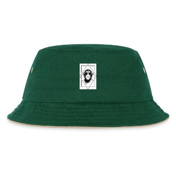 Minimalist Monkey Dude — Sleek Geometric, Playful - Kids’ Bucket Hat - dark green/beige - Front