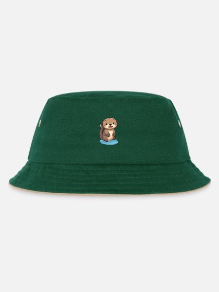Total niedlicher Otter - Kinder Bucket Hat - Dunkelgrün/Beige