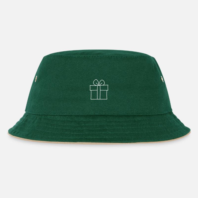 Geschenk - Kinder Bucket Hat - Dunkelgrün/Beige