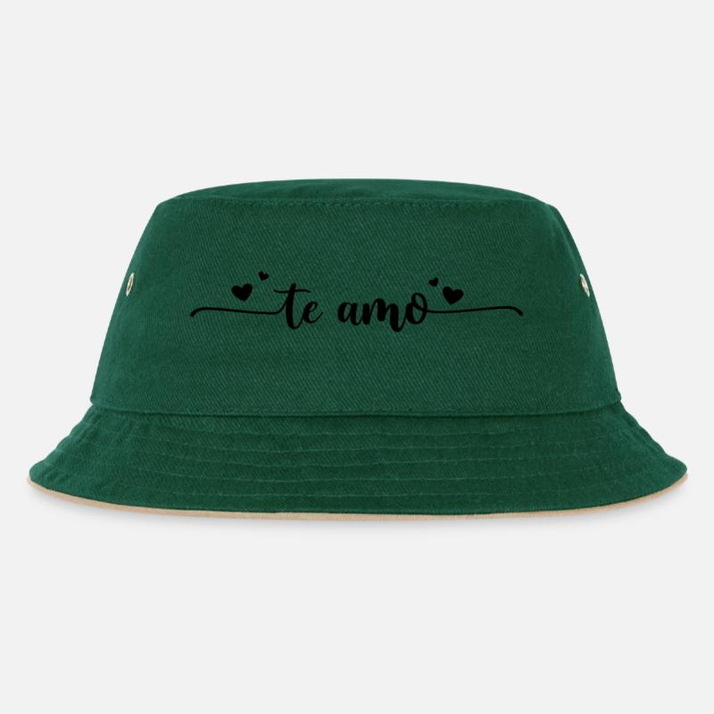 Te Amo - Kinder Bucket Hat - Dunkelgrün/Beige