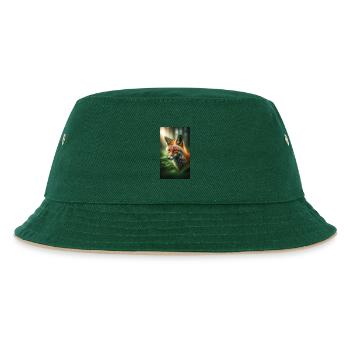 Fuchs - Kinder Bucket Hat - Dunkelgrün/Beige - Vorne