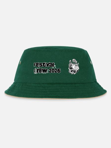 Festival Crew 2026 // Festival // Mushrooms - Kinder Bucket Hat - Dunkelgrün/Beige