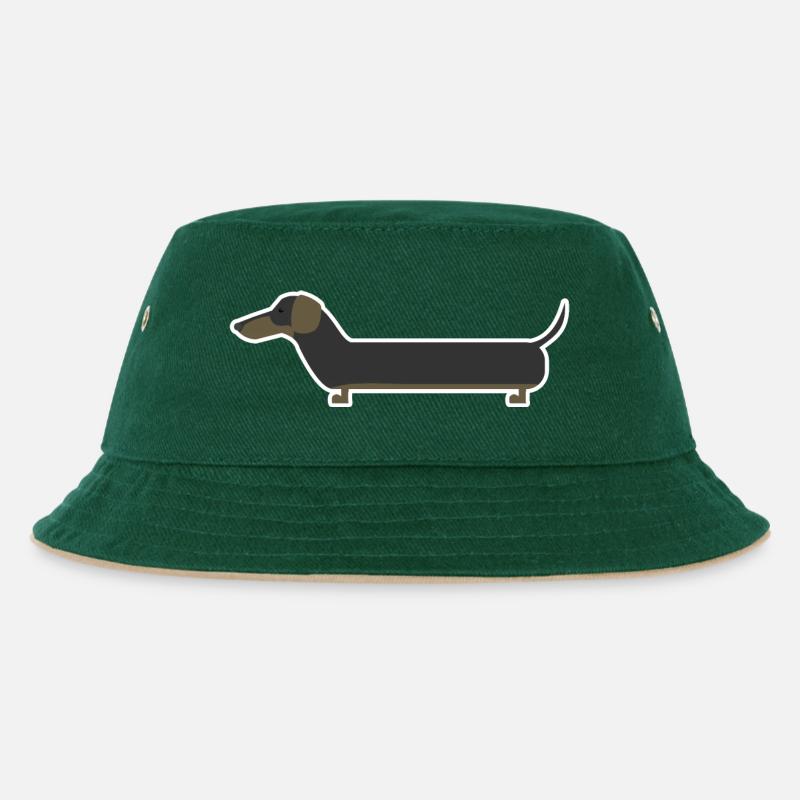 Dackel - Kinder Bucket Hat - Dunkelgrün/Beige