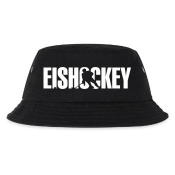 Eishockey ( Schriftzug mit Spieler - Symbolik ) - Kinder Bucket Hat - Schwarz - Vorne