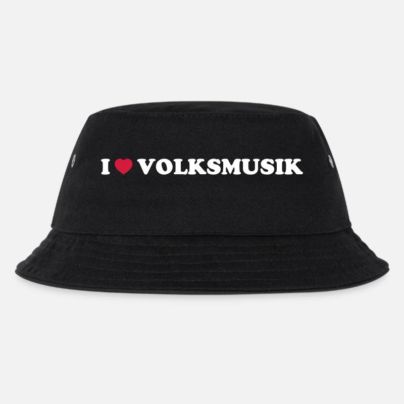 I LOVE VOLKSMUSIK - Kinder Bucket Hat - Schwarz