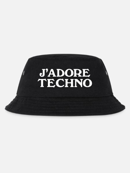 J'adore Techno - Kinder Bucket Hat - Schwarz