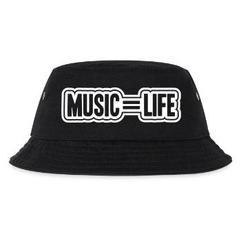 Music is Life Music = Life Equal Sign - Kids’ Bucket Hat - black - Front