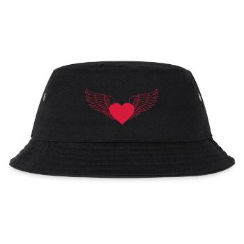 Love Liebe Splash Herz Heart Wings - Kinder Bucket Hat - Schwarz - Vorne