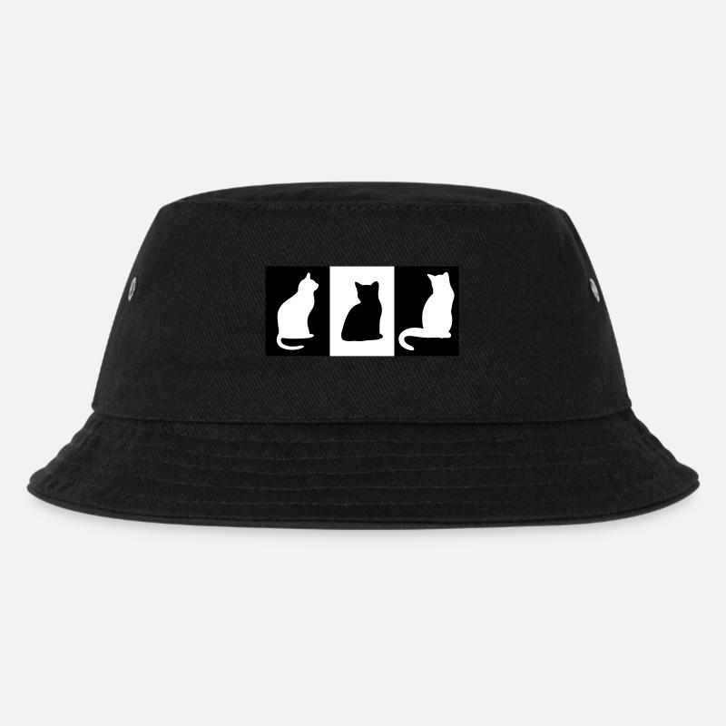 DZ0004 Katzenplättchen Katzenstatue - Kinder Bucket Hat - Schwarz