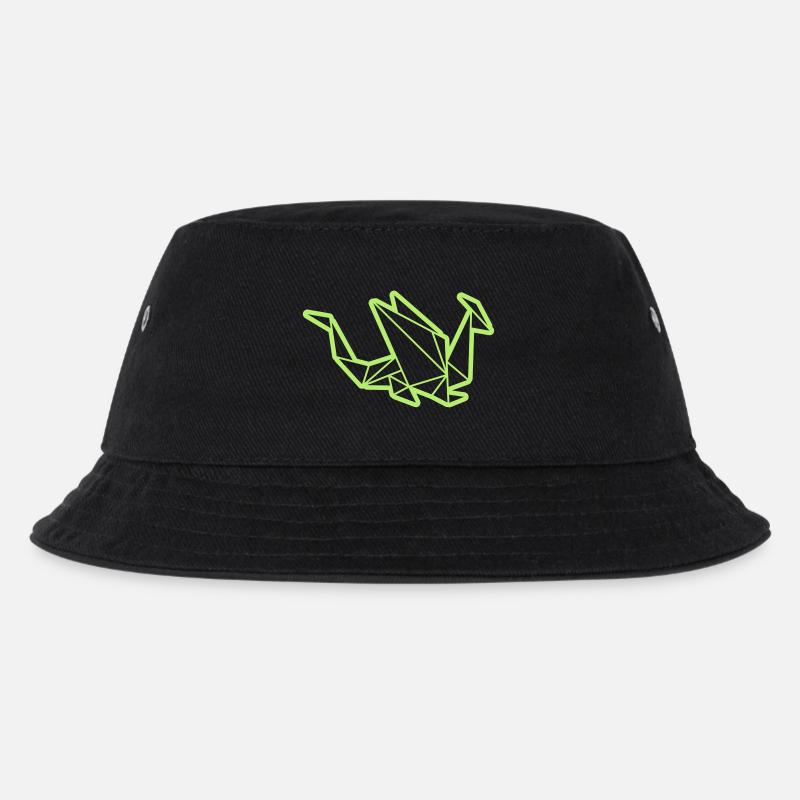 Origami: stolzer Drache - Kinder Bucket Hat - Schwarz