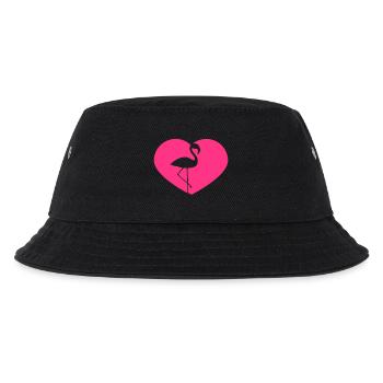shape heart i love love silhouette outline flamingo - Kids’ Bucket Hat - black - Front