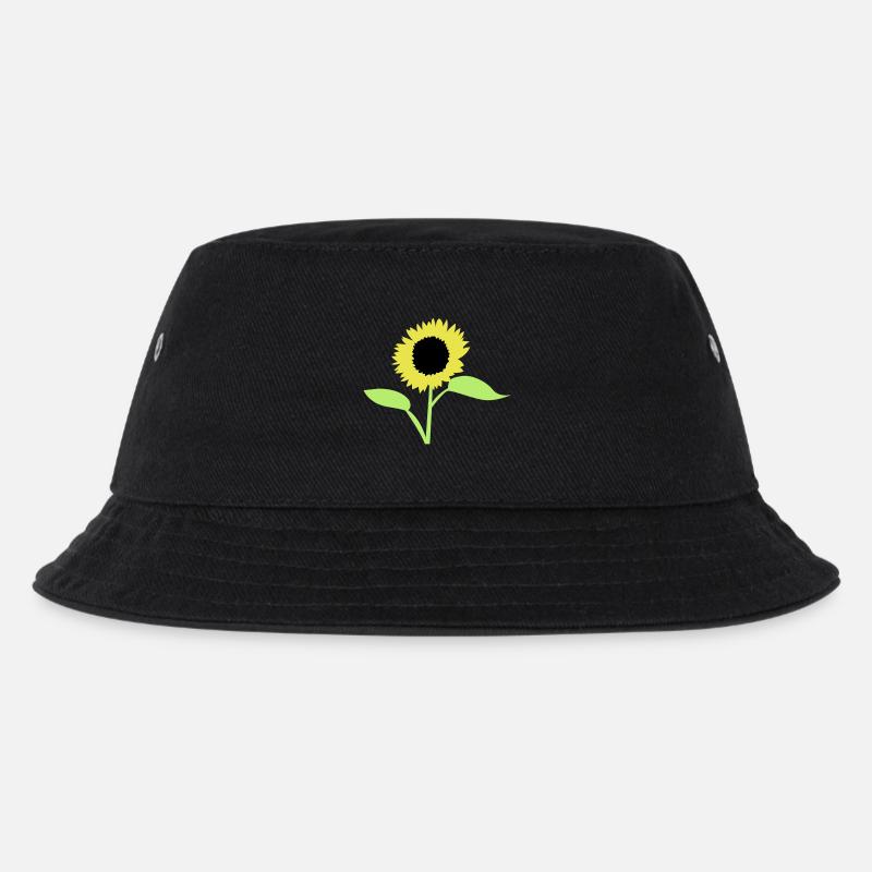 Sommer-Sonnenblumengelb mit offenen Blätter - Kinder Bucket Hat - Schwarz