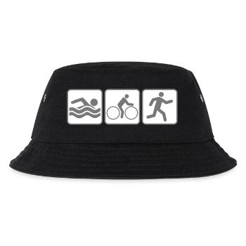buttons piktogramm cool sport logo swim bike run t - Kinder Bucket Hat - Schwarz - Vorne