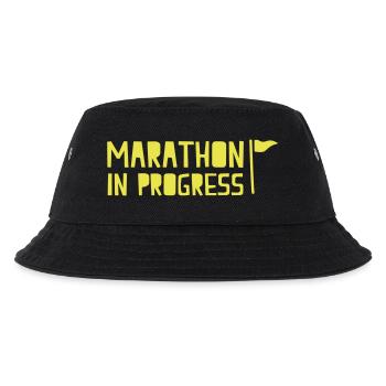 marathon in progress with little flag - Kids’ Bucket Hat - black - Front