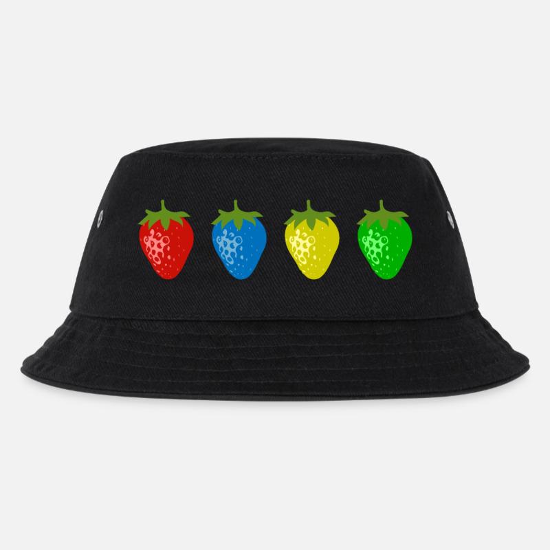 Bunte Erdbeeren - Kinder Bucket Hat - Schwarz