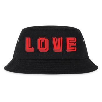 HERZ. HERZ. VALENTINSTAG. LIEBE. LIEBE. PAAR. - Kinder Bucket Hat - Schwarz - Vorne