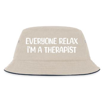 Everyone Relax I’m a Therapist Retro Humor - Kids’ Bucket Hat - ecru/navy - Front