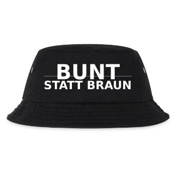 BUNT-STATT-BRAUN Farbe bekennen gegen Rechts - Kinder Bucket Hat - Schwarz - Vorne