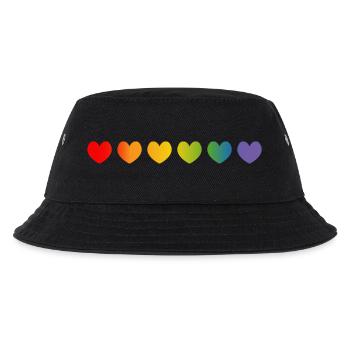 Regenbogenherzchen Verlauf - Kinder Bucket Hat - Schwarz - Vorne