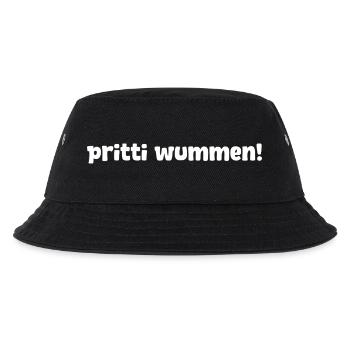 pritti wummen! – lustiger Spruch für Pretty Woman - Kinder Bucket Hat - Schwarz - Vorne