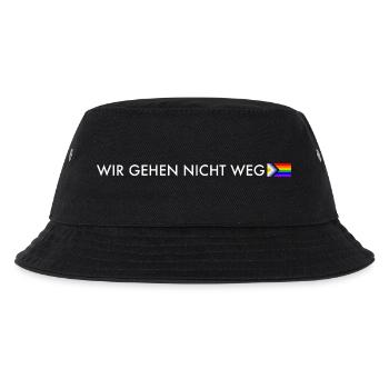 Wir gehen nicht weg – Progress Pride Statement - Kinder Bucket Hat - Schwarz - Vorne