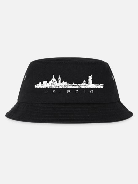 Leipzig Skyline Panorama (Vintage/Weiß) - Kinder Bucket Hat - Schwarz