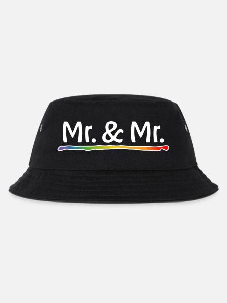 Regenbogen Mr and Mr schwule Hochzeit - Kinder Bucket Hat - Schwarz