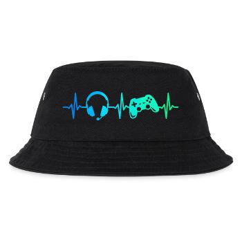 Gamer Herzschlag Gaming Controller Gamepad Headset - Kinder Bucket Hat - Schwarz - Vorne