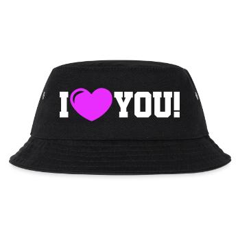 I love you - Ich Liebe Dich - Kinder Bucket Hat - Schwarz - Vorne